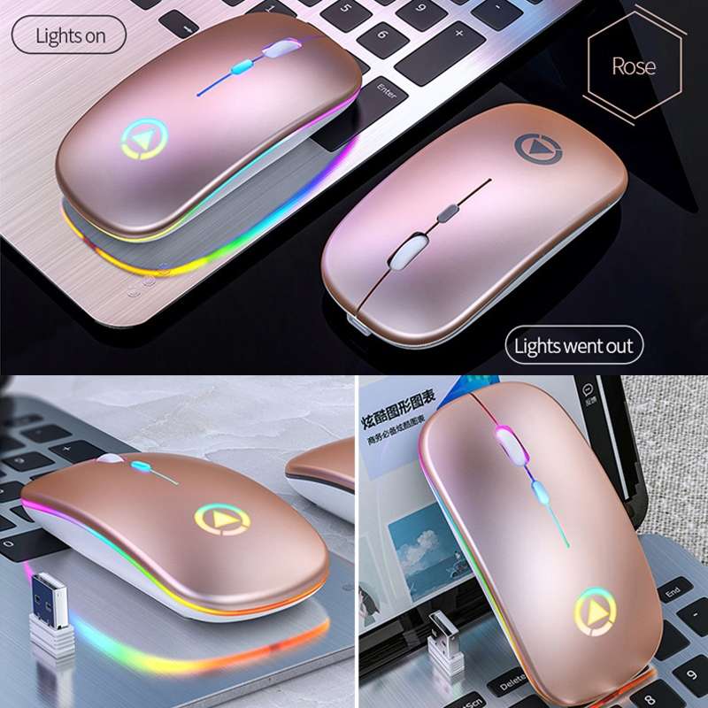 YINDIAO A2 2.4GHz 1600DPI 3-modes Adjustable RGB Light Rechargeable Wireless Silent Mouse (Black)