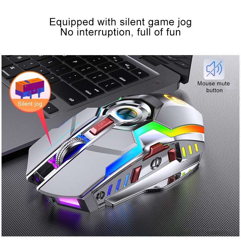 YINDIAO A5 2.4GHz 1600DPI 3-modes Adjustable Rechargeable RGB Light Wireless Silent Gaming Mouse (Bl
