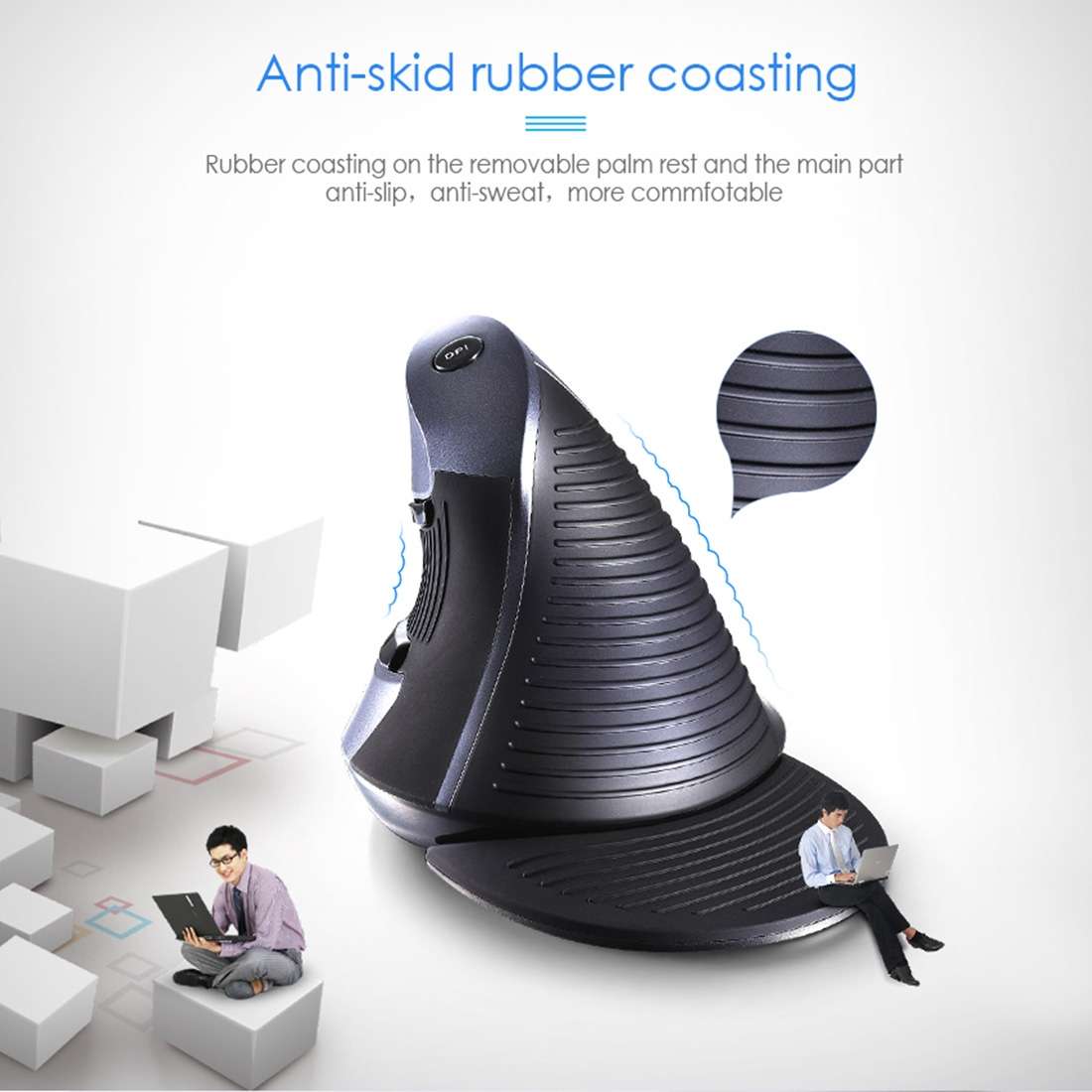 DELUX M618GX Wireless Ergonomic Vertical Mouse 1600DPI Optical Mouse