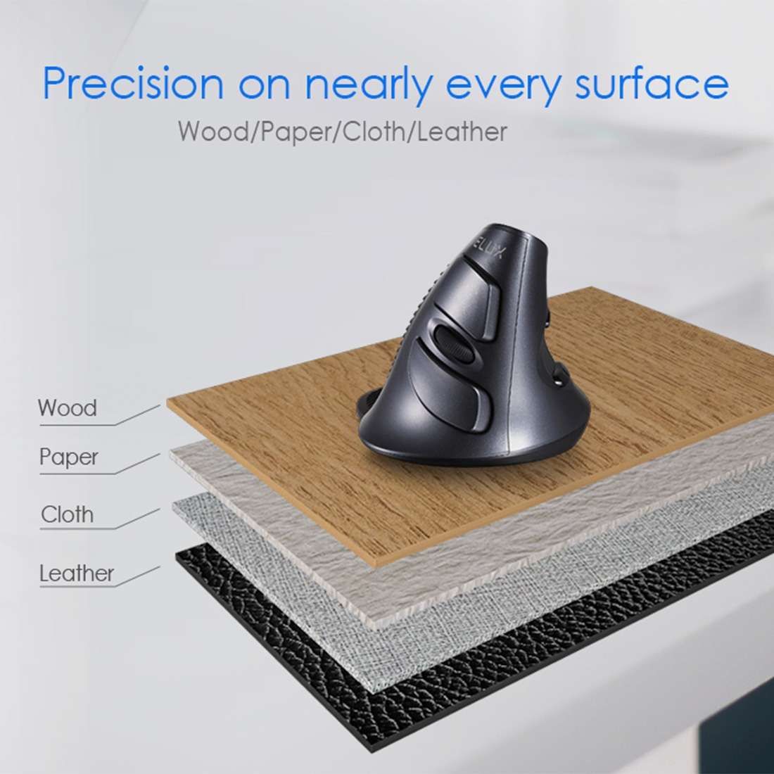 DELUX M618GX Wireless Ergonomic Vertical Mouse 1600DPI Optical Mouse