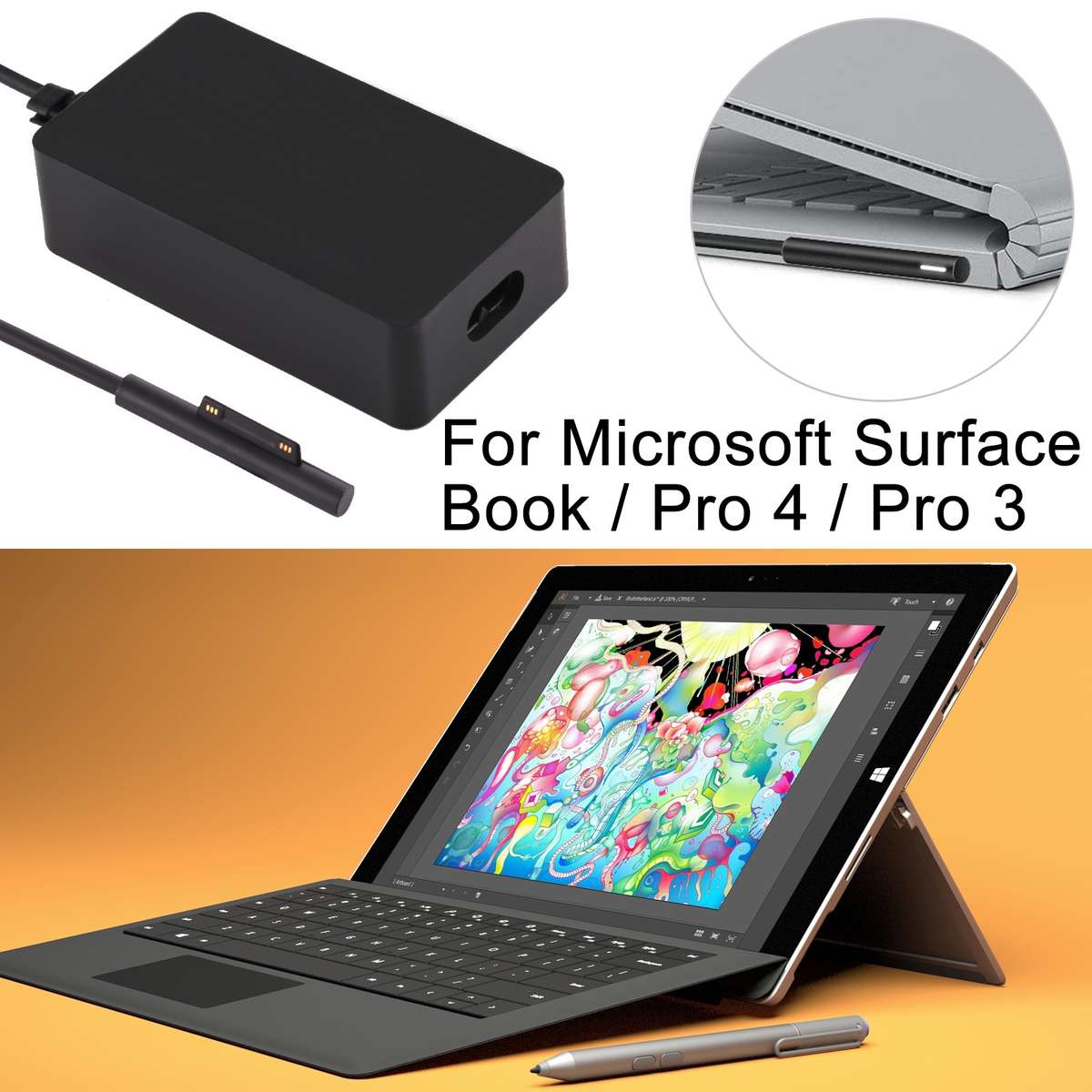 Original 65W 15V 4A AC Adapter Power Supply Charger for Microsoft Surface Book / Pro 4 / Pro 3