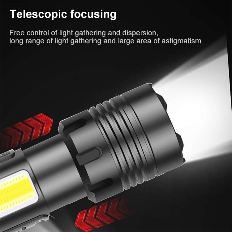 Short Style Micro USB Charging Outdoor Waterproof P70 + COB LED Flashlight, Support Power Display