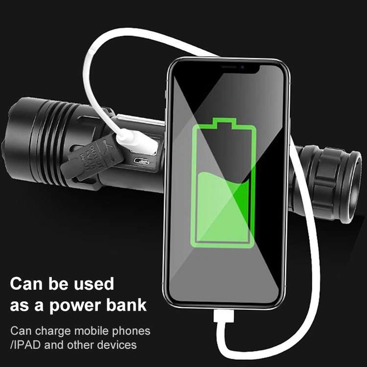 Short Style Micro USB Charging Outdoor Waterproof P70 + COB LED Flashlight, Support Power Display