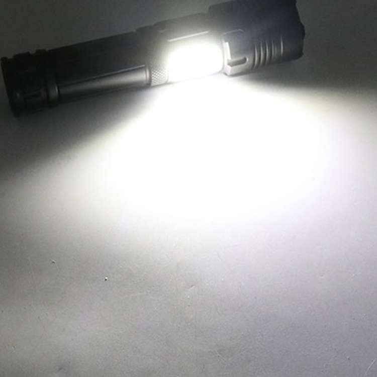 Short Style Micro USB Charging Outdoor Waterproof P70 + COB LED Flashlight, Support Power Display