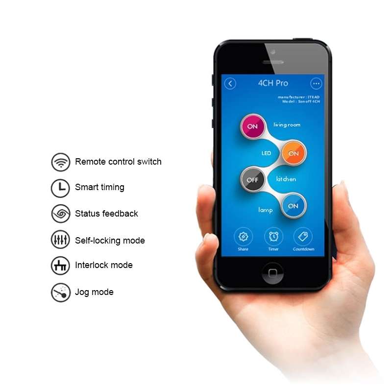 Sonoff 4CH Pro 433MHz Remote Control + WiFi Smart Timer Switch, Interlock / Self-locking, 3 Workin