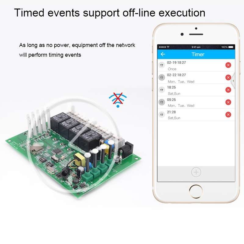 Sonoff 4CH Pro 433MHz Remote Control + WiFi Smart Timer Switch, Interlock / Self-locking, 3 Workin