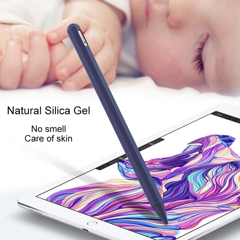 Stylus Pen Silica Gel Protective Case for Apple Pencil 2 (Blue)