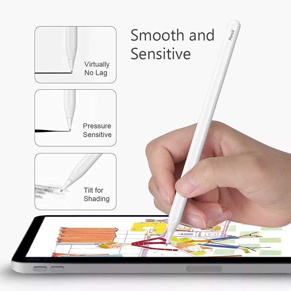 M2 Short Metal Pen Tip for Apple Pencil 1 / 2 (White)