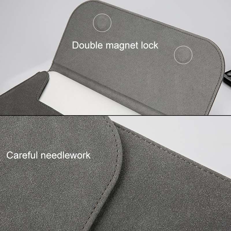 2 in 1 Horizontal Matte Leather Laptop Inner Bag + Power Bag for MacBook 12 inch ... (Light Grey)