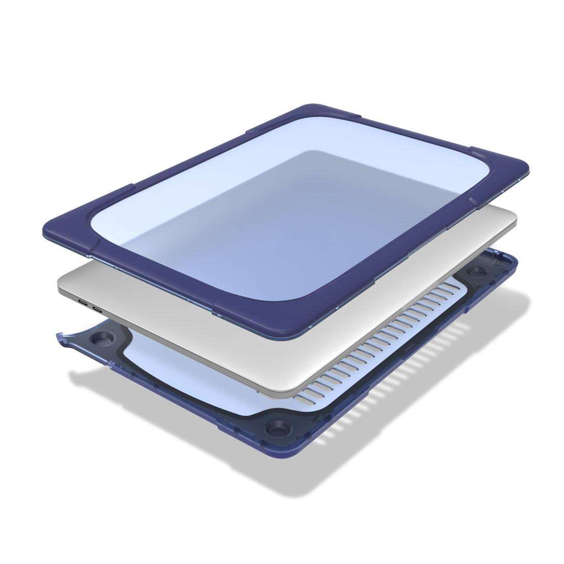 For Macbook Pro 13.3 inch (A1708) & with Touchbar (A1706) Laptop TPU + PC Folding ... (Dark Blue)