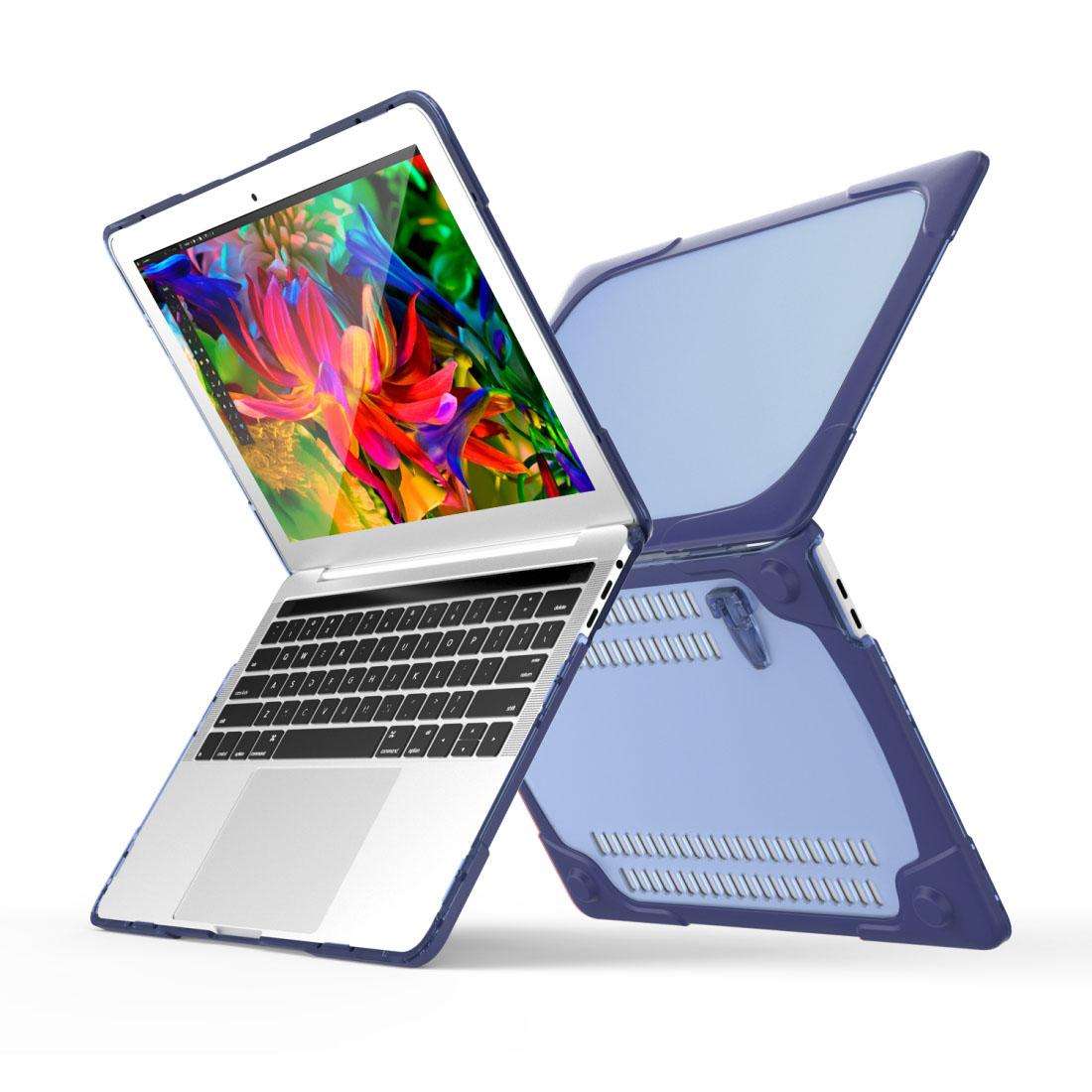 For Macbook Pro 13.3 inch (A1708) & with Touchbar (A1706) Laptop TPU + PC Folding ... (Dark Blue)