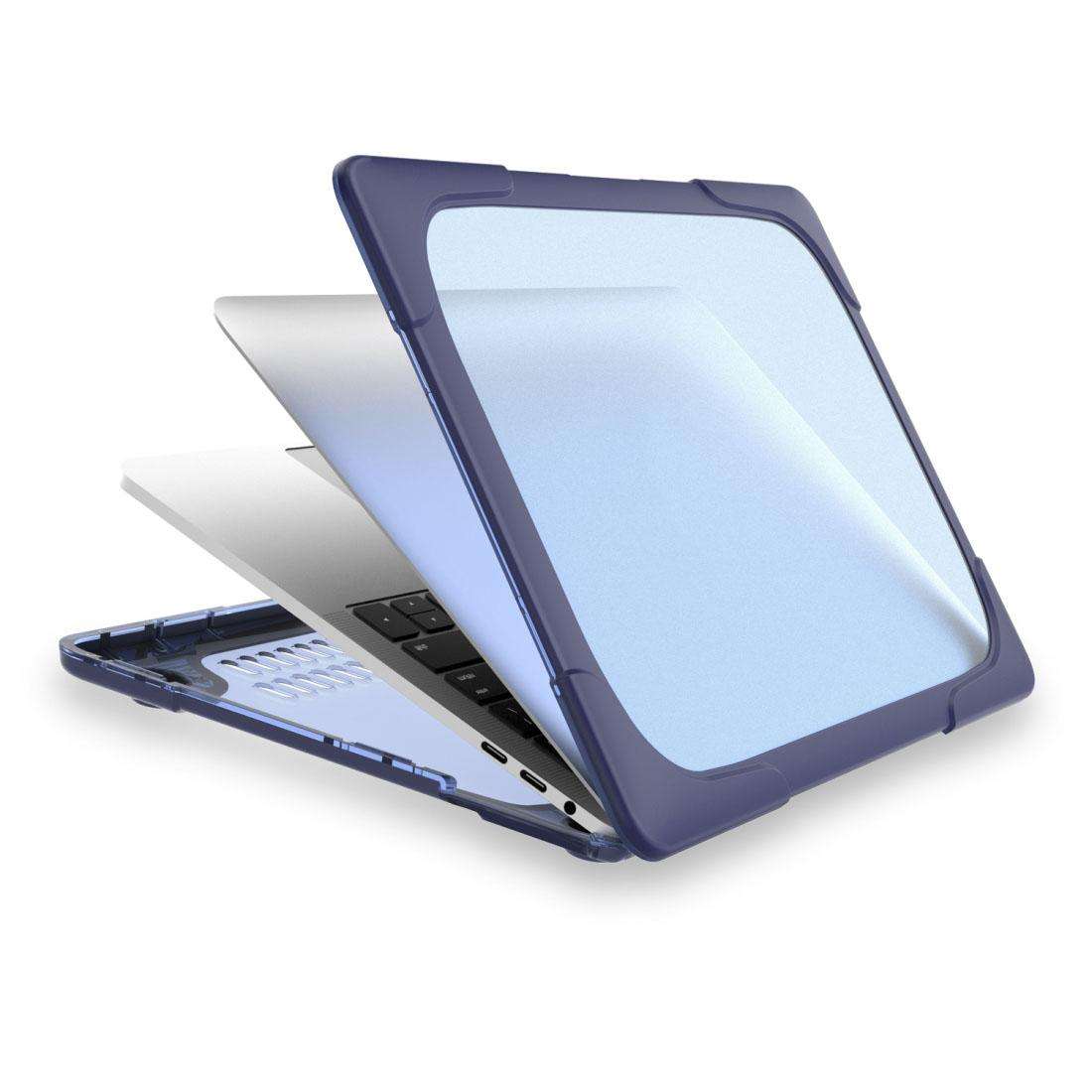 For Macbook Pro 13.3 inch (A1708) & with Touchbar (A1706) Laptop TPU + PC Folding ... (Dark Blue)