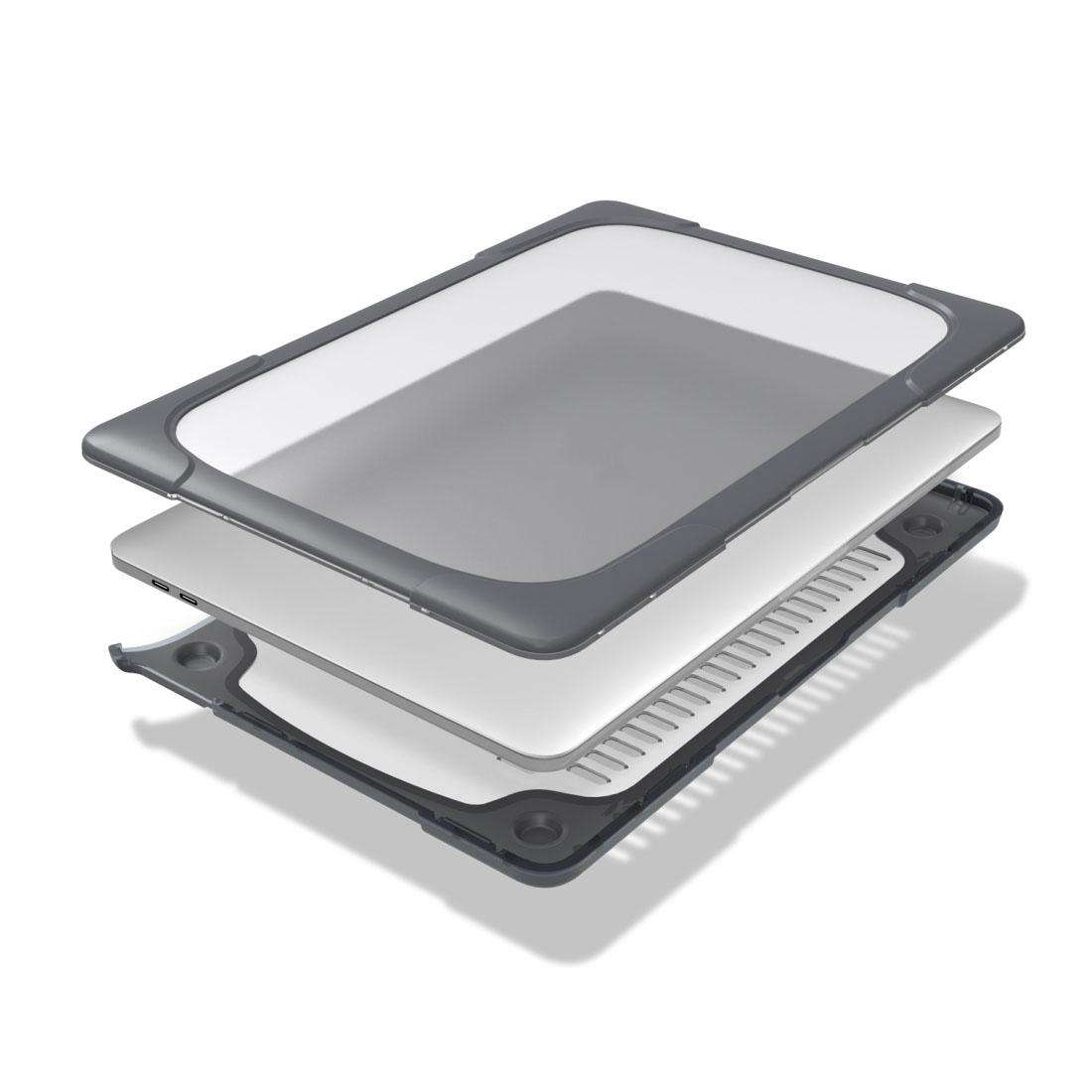 For Macbook Pro 13.3 inch (A1708) & with Touchbar (A1706) Laptop TPU + PC Folding Shock ... (Grey)