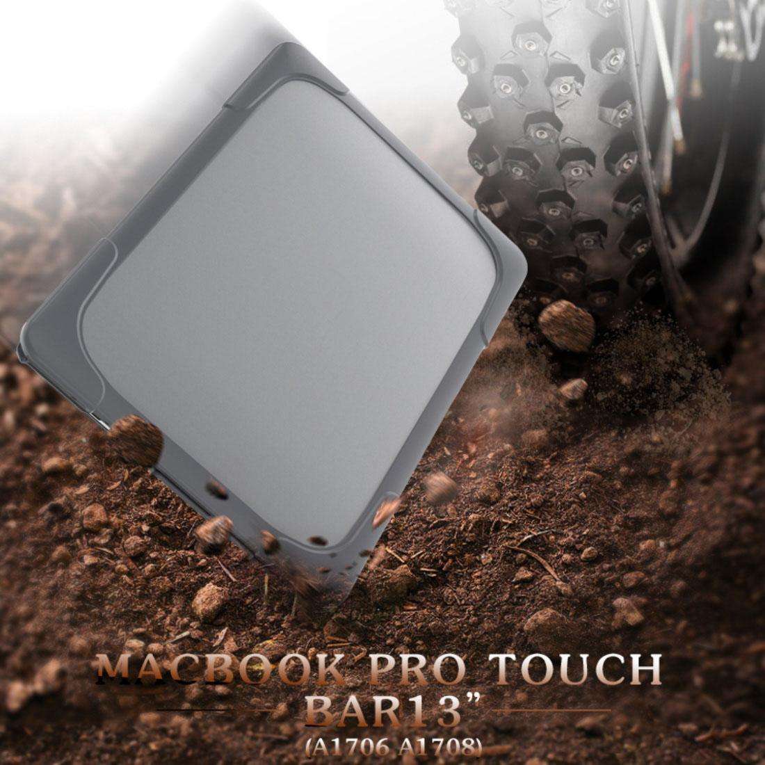 For Macbook Pro 13.3 inch (A1708) & with Touchbar (A1706) Laptop TPU + PC Folding Shock ... (Grey)