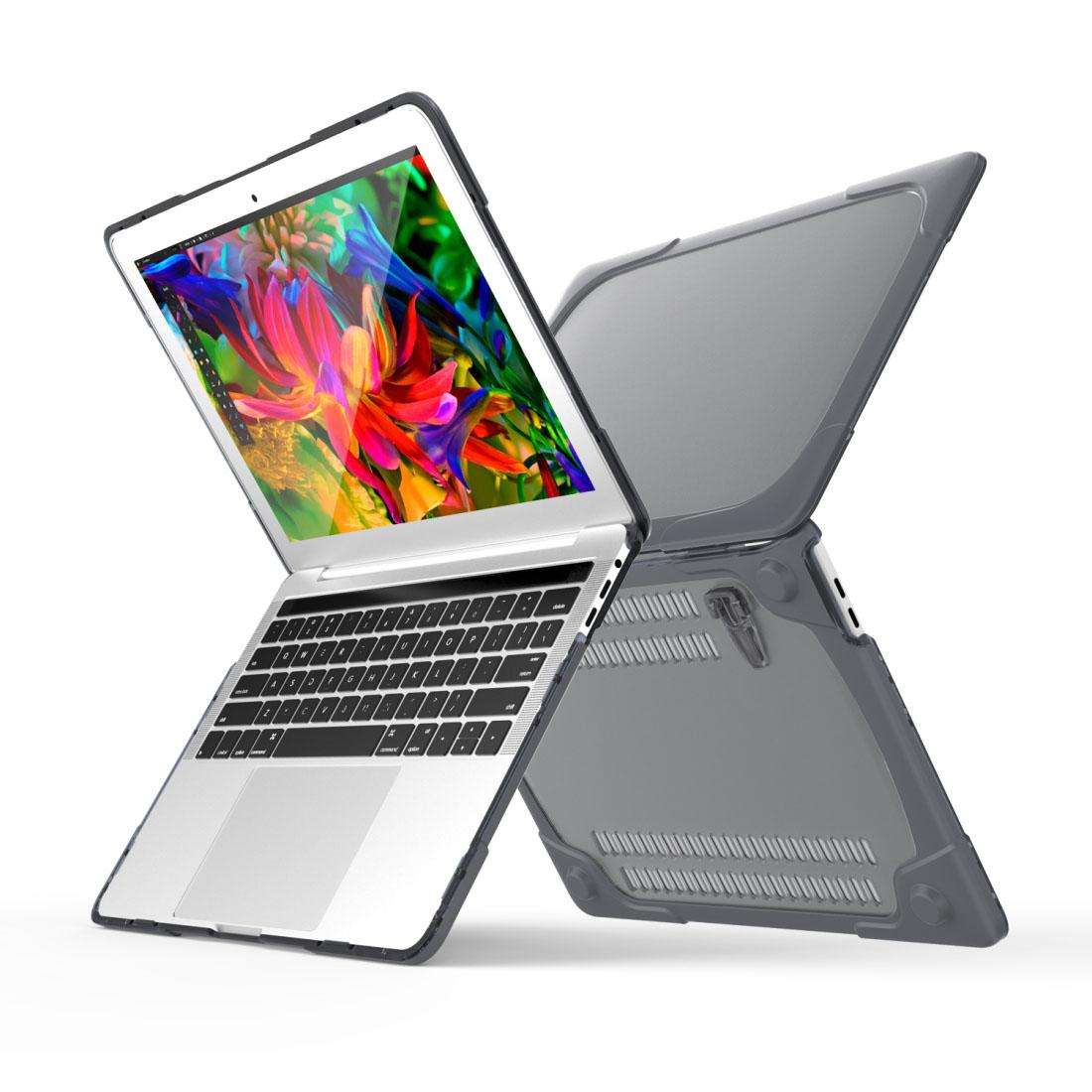 For Macbook Pro 13.3 inch (A1708) & with Touchbar (A1706) Laptop TPU + PC Folding Shock ... (Grey)