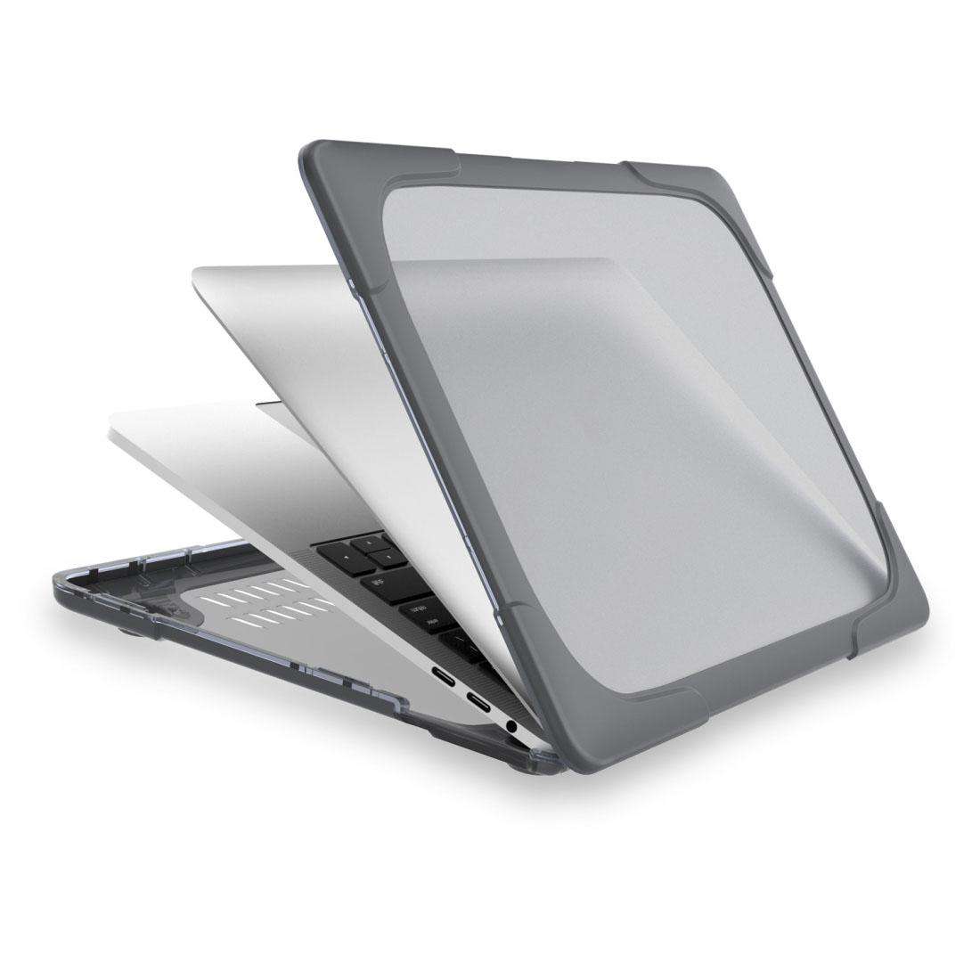 For Macbook Pro 13.3 inch (A1708) & with Touchbar (A1706) Laptop TPU + PC Folding Shock ... (Grey)