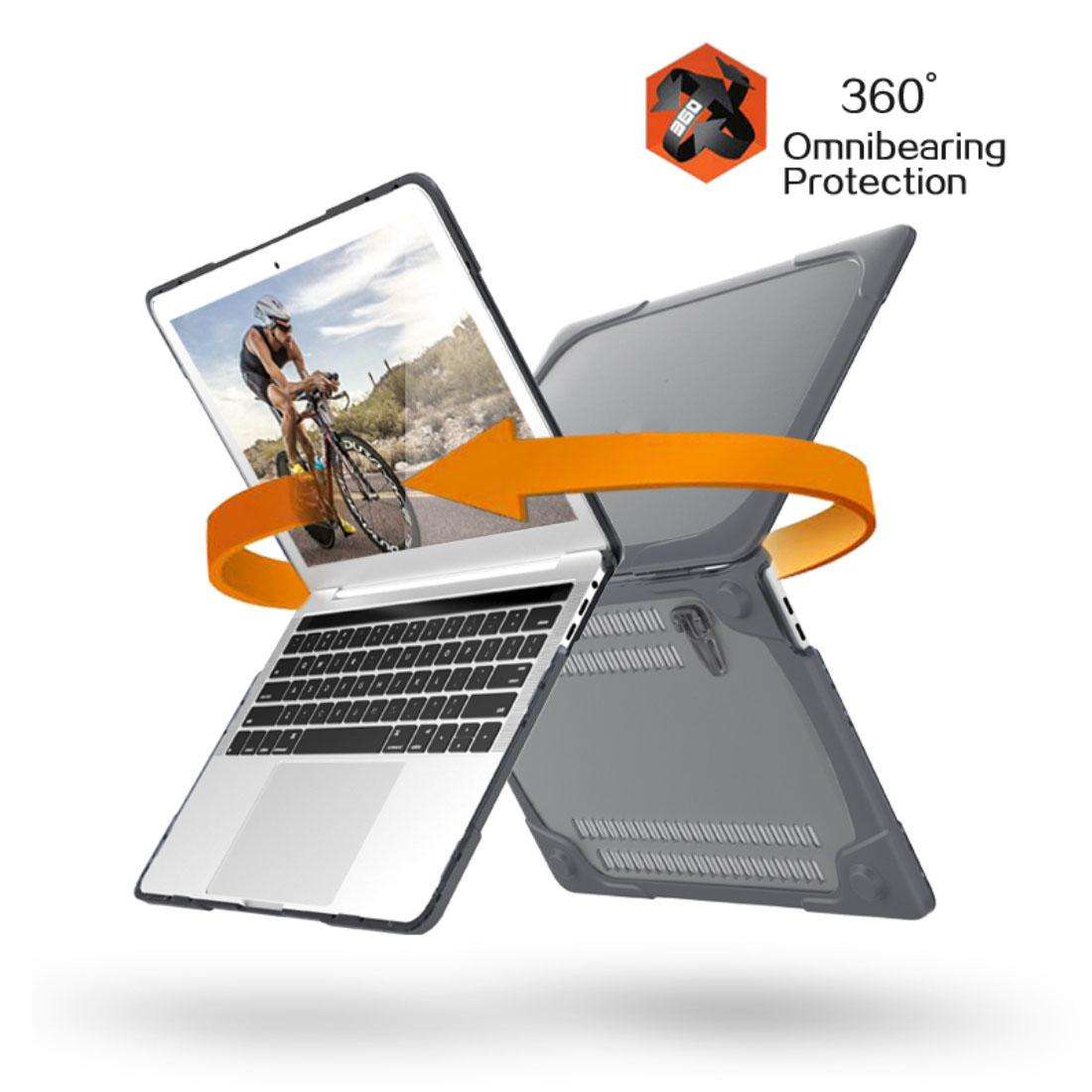For Macbook Pro 13.3 inch (A1708) & with Touchbar (A1706) Laptop TPU + PC Folding Shock ... (Grey)