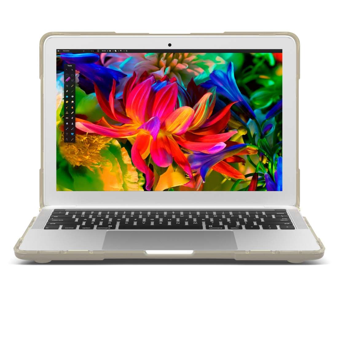 For Macbook Pro 13.3 inch (A1708) & with Touchbar (A1706) Laptop TPU + PC Folding Shoc ... (Khaki)