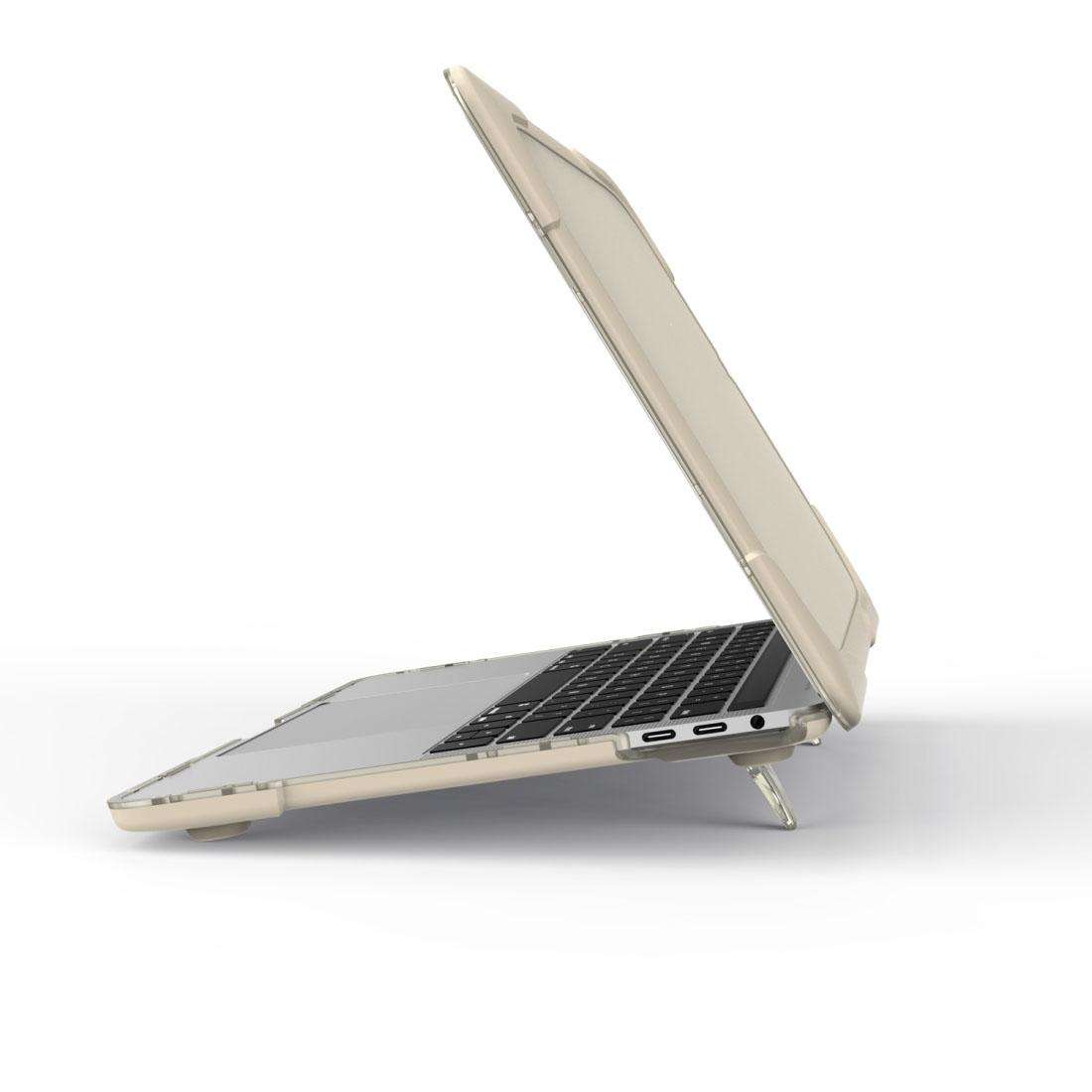 For Macbook Pro 13.3 inch (A1708) & with Touchbar (A1706) Laptop TPU + PC Folding Shoc ... (Khaki)