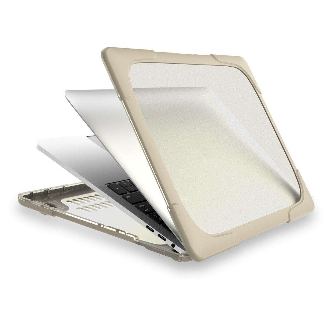 For Macbook Pro 13.3 inch (A1708) & with Touchbar (A1706) Laptop TPU + PC Folding Shoc ... (Khaki)