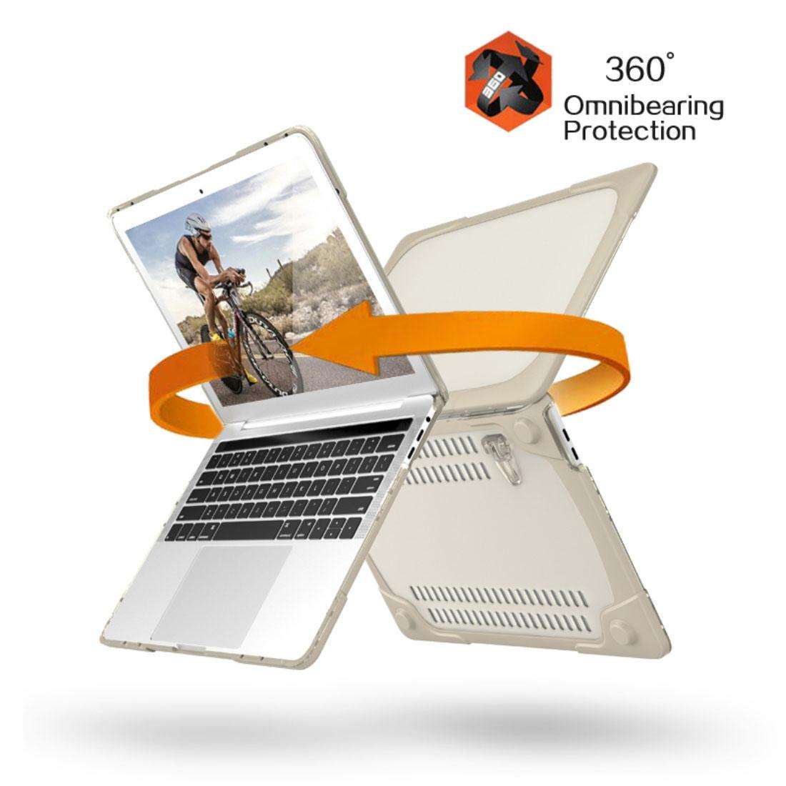 For Macbook Pro 13.3 inch (A1708) & with Touchbar (A1706) Laptop TPU + PC Folding Shoc ... (Khaki)