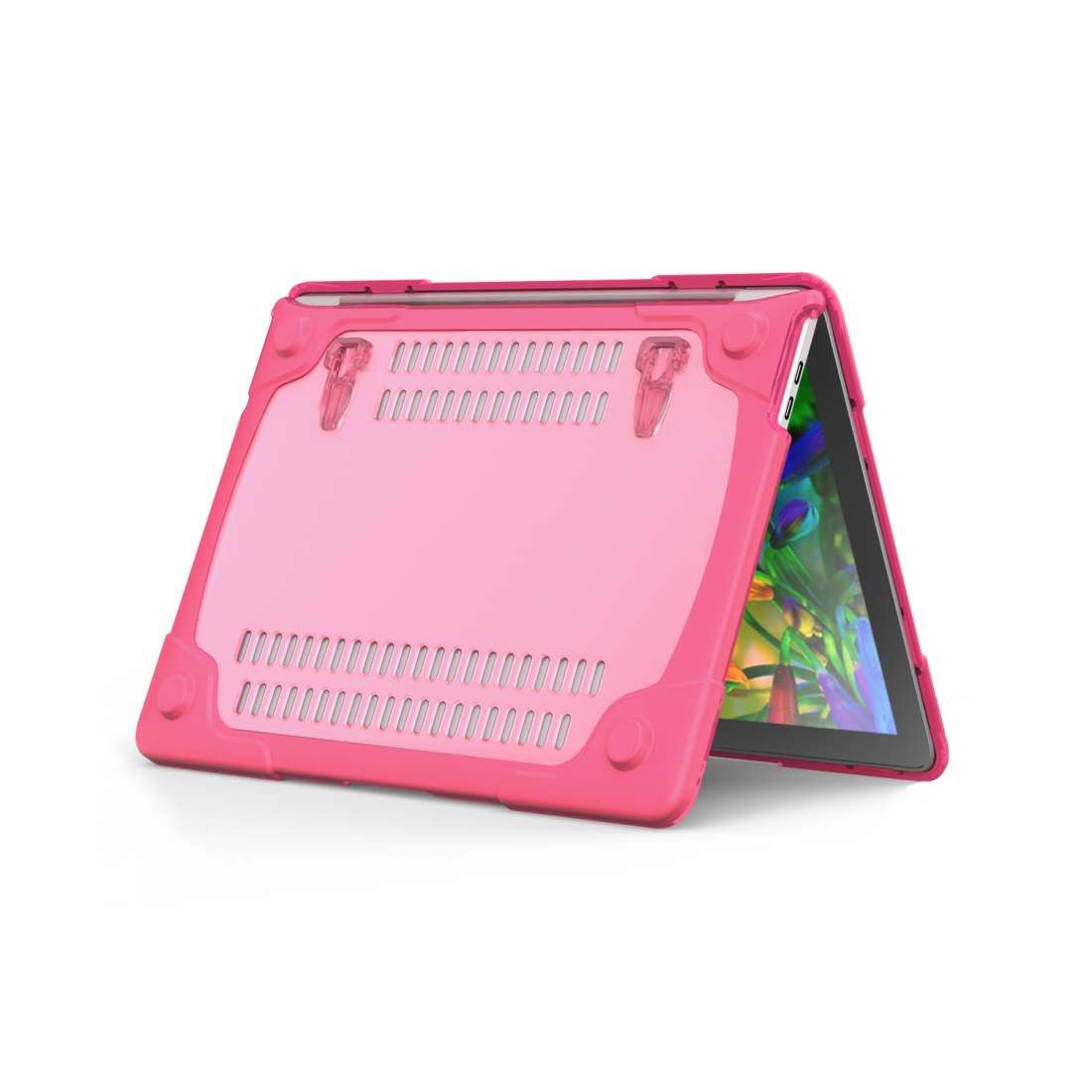 For Macbook Pro 13.3 inch (A1708) & with Touchbar (A1706) Laptop TPU + PC Folding Sh ... (Magenta)