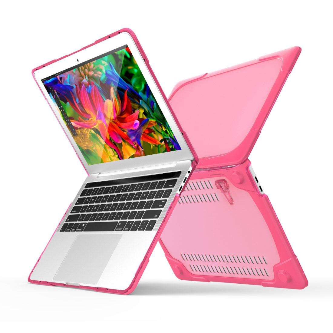 For Macbook Pro 13.3 inch (A1708) & with Touchbar (A1706) Laptop TPU + PC Folding Sh ... (Magenta)