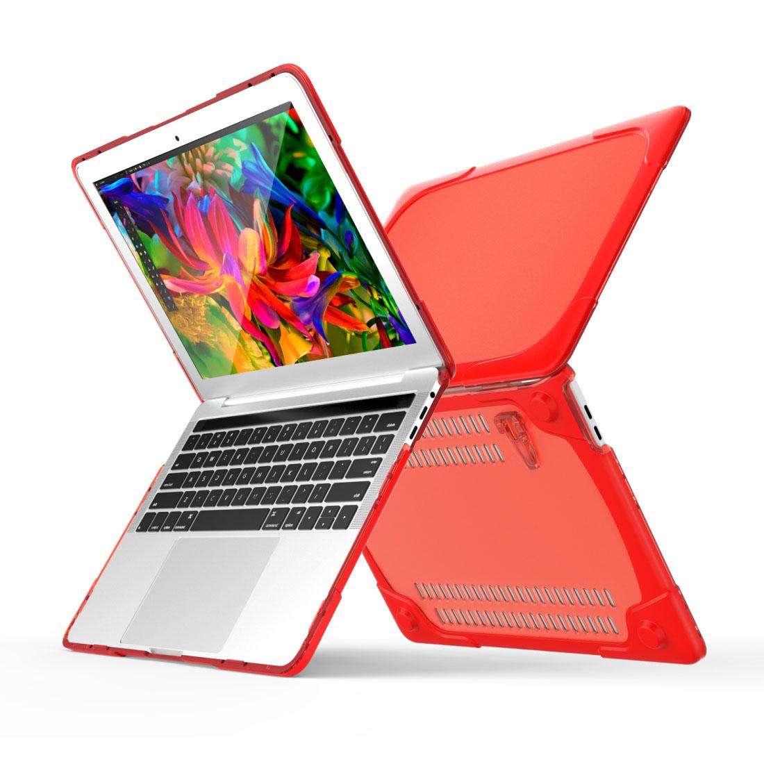 For Macbook Pro 13.3 inch (A1708) & with Touchbar (A1706) Laptop TPU + PC Folding Shockp ... (Red)
