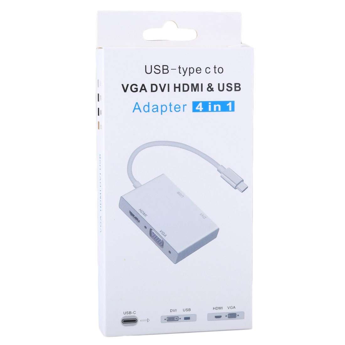 4 in 1 Hub USB-C / Type-C to VGA & DVI & HDMI & USB Adapter