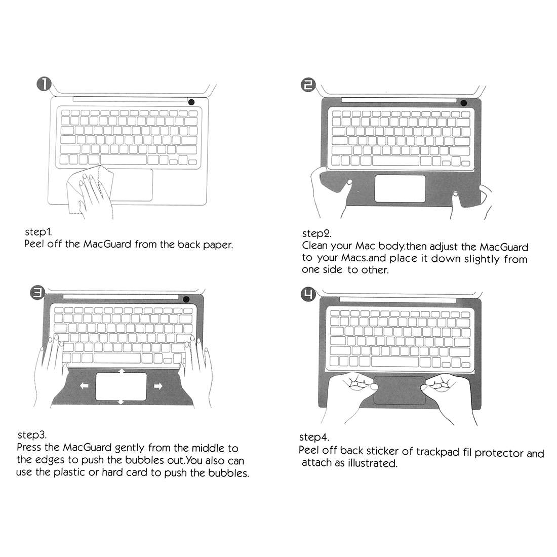 Palm & Trackpad Protector Full Sticker for MacBook Pro 15 Retina (A1398) (Silver)