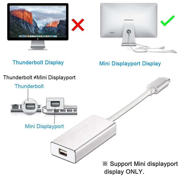 USB-C / Type-C 3.1 Male to Mini DP Female HD Converter, Length: 12cm(Silver)