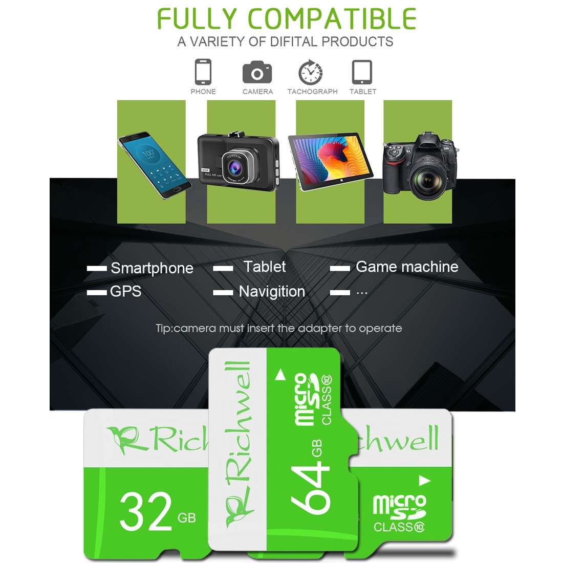 Richwell 16GB High Speed Class 10 Micro SD(TF) Memory Card