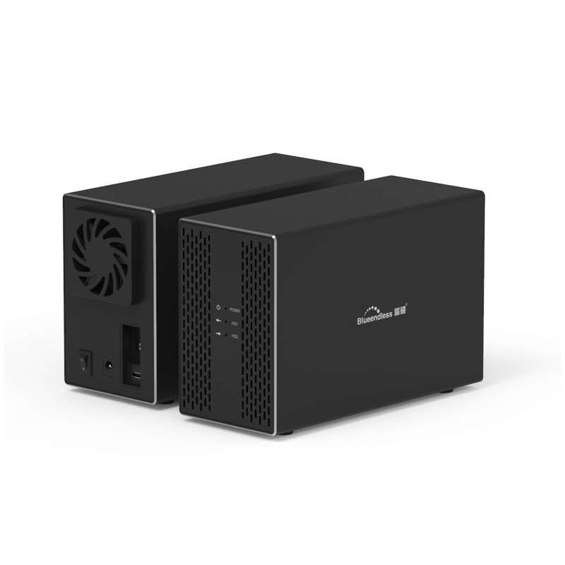 Blueendless Type-C / USB-C Interface 3.5 inch 2 Bay RAID Combination Array HDD External Enclosure (E