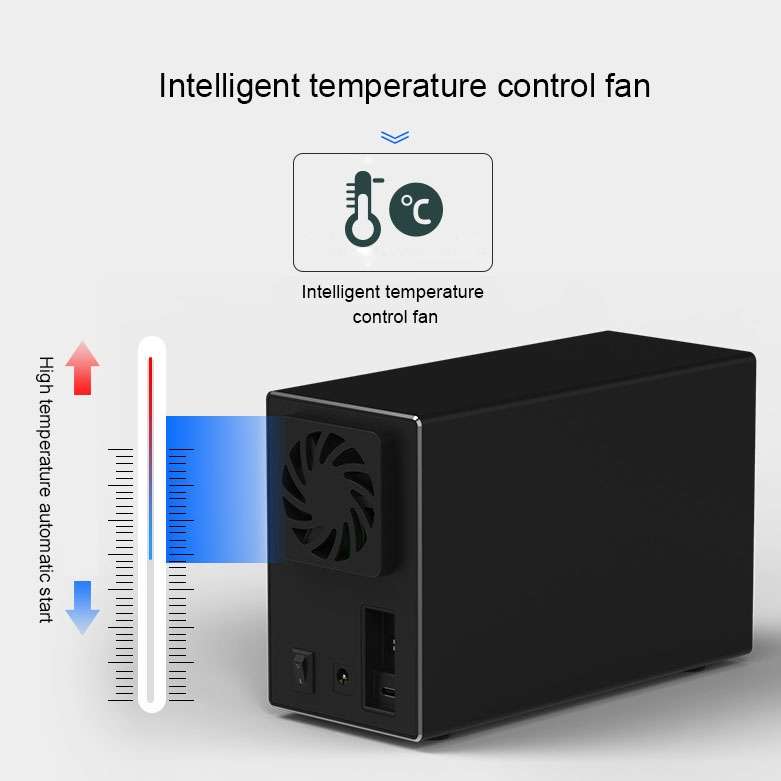 Blueendless Type-C / USB-C Interface 3.5 inch 2 Bay RAID Combination Array HDD External Enclosure (E