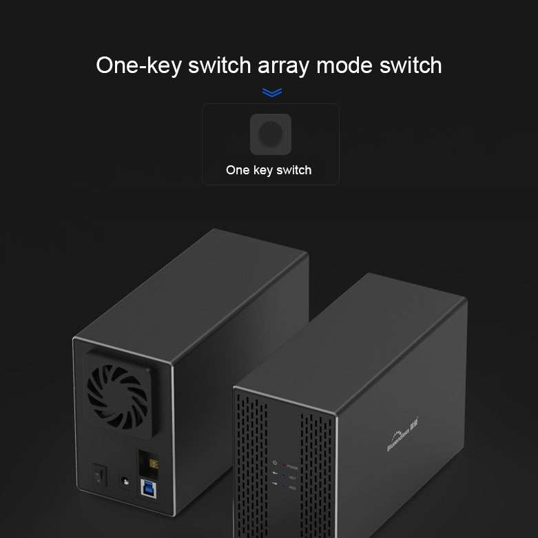 Blueendless Type-C / USB-C Interface 3.5 inch 2 Bay RAID Combination Array HDD External Enclosure (E