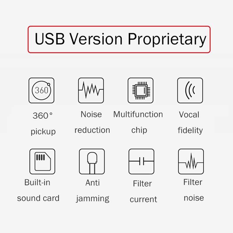 BK Desktop Gooseneck Adjustable USB Wired Audio Microphone, Built-in Sound Card