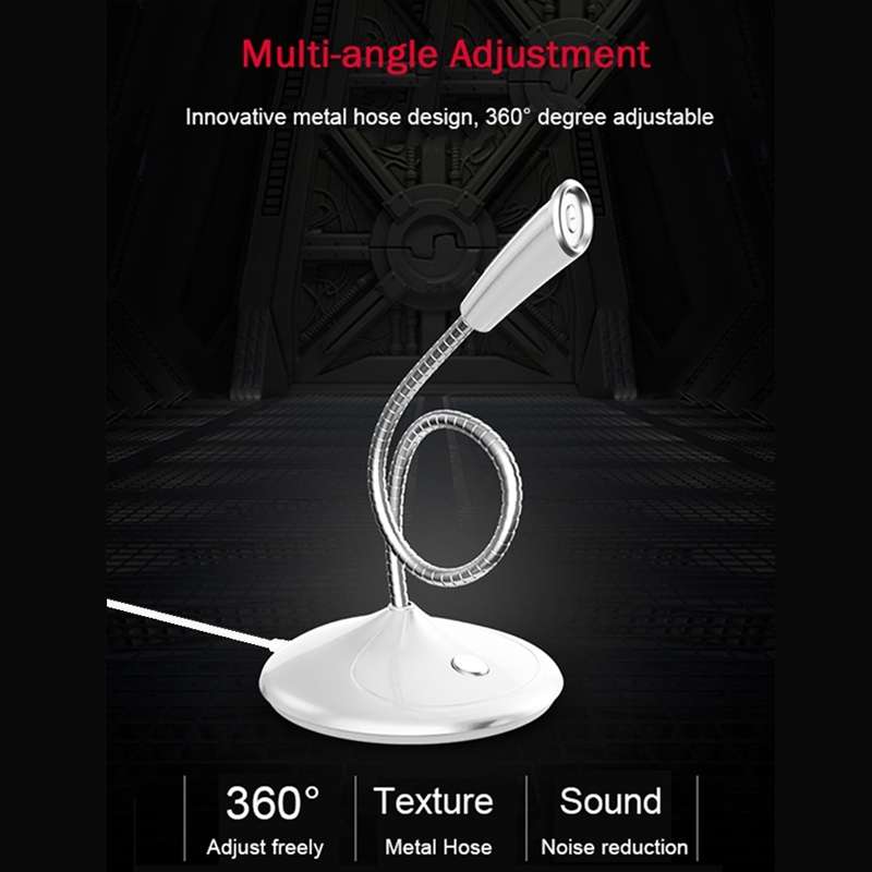 BK Desktop Gooseneck Adjustable USB Wired Audio Microphone, Built-in Sound Card