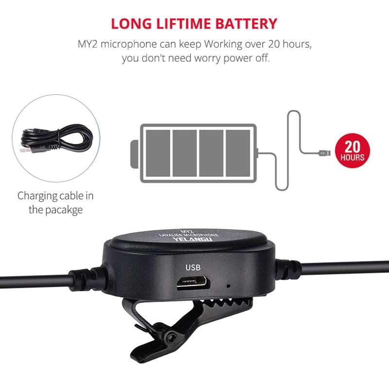 YELANGU YLG9926B MY2 Mini Lavalier Microphone for Mobile Phones / Tablets / Digital Ca ... (Black)