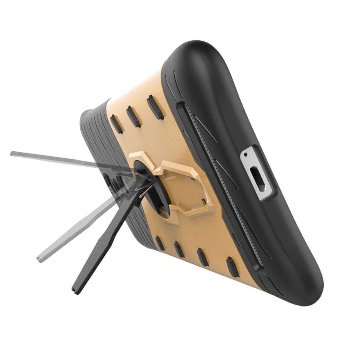 For Lenovo K5 Note Shock-Resistant 360 Degree Spin Tough Armor TPU+PC Combination Case ... (Gold)
