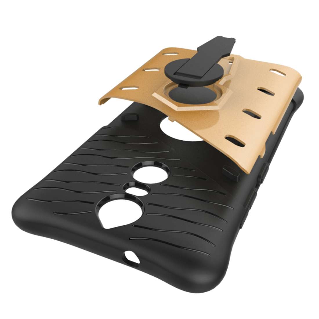 For Lenovo K5 Note Shock-Resistant 360 Degree Spin Tough Armor TPU+PC Combination Case ... (Gold)