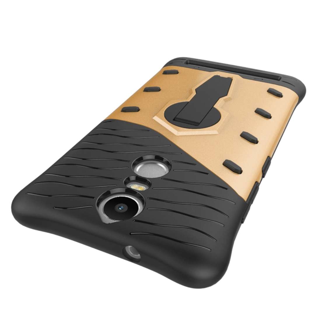 For Lenovo K5 Note Shock-Resistant 360 Degree Spin Tough Armor TPU+PC Combination Case ... (Gold)