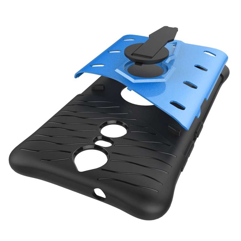 For Lenovo K5 Note Shock-Resistant 360 Degree Spin Tough Armor TPU+PC Combination Case ... (Blue)