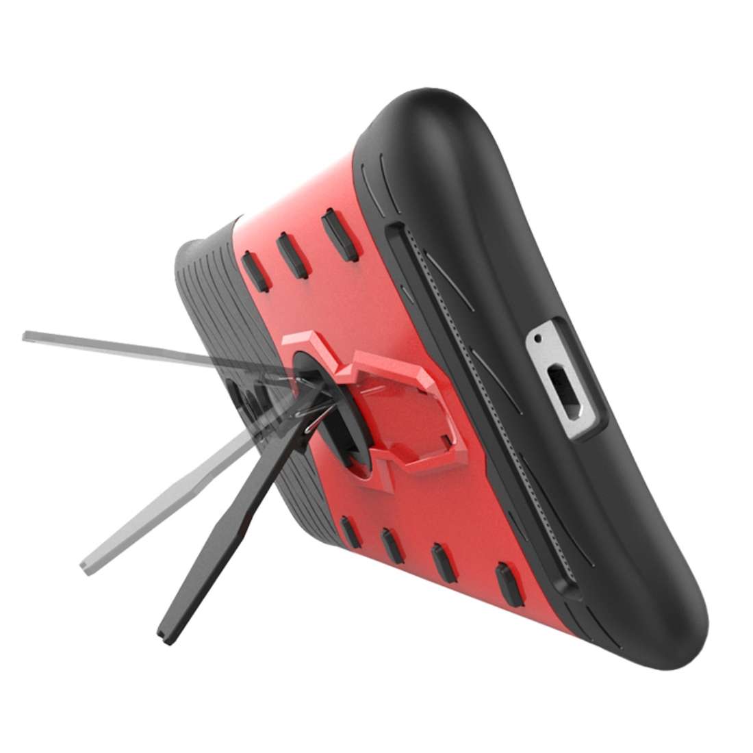 For Lenovo K5 Note Shock-Resistant 360 Degree Spin Tough Armor TPU+PC Combination Case w ... (Red)