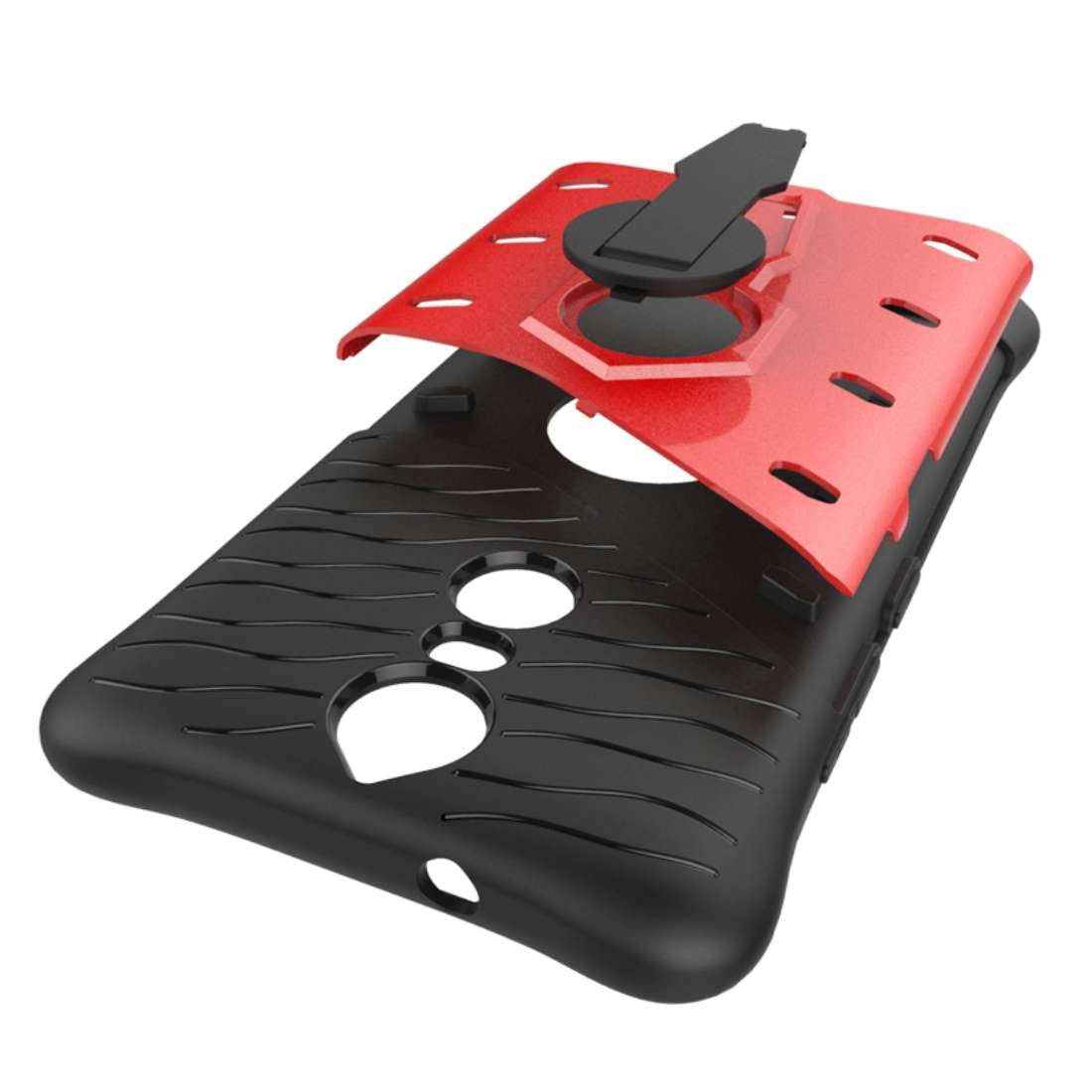 For Lenovo K5 Note Shock-Resistant 360 Degree Spin Tough Armor TPU+PC Combination Case w ... (Red)