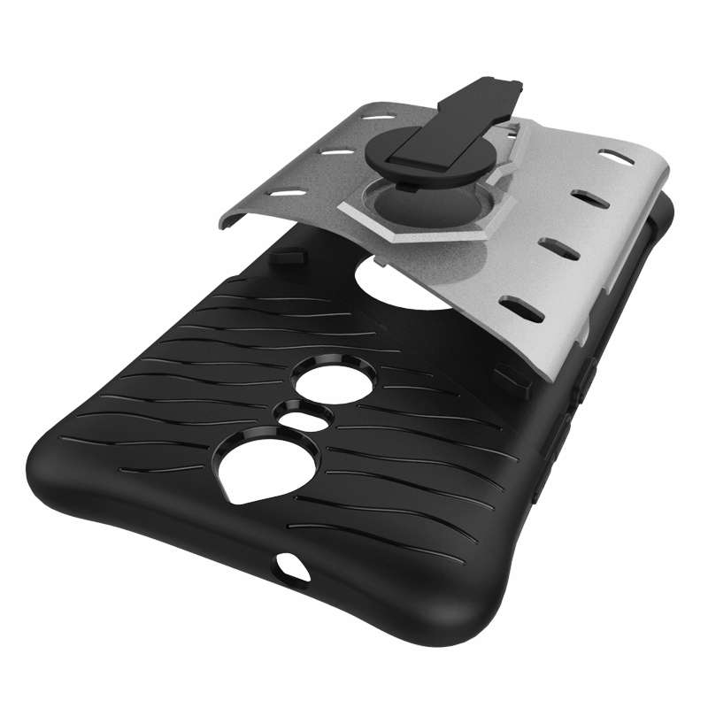 For Lenovo K5 Note Shock-Resistant 360 Degree Spin Tough Armor TPU+PC Combination Cas ... (Silver)