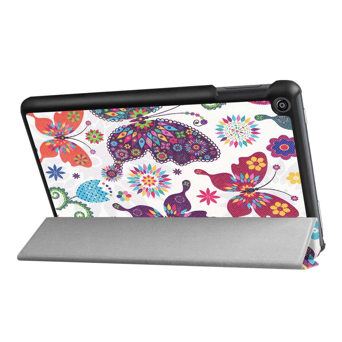 For Amazon Fire HD 8 (2017) Butterfly Pattern Horizontal Deformation Flip Leather Case with Three-