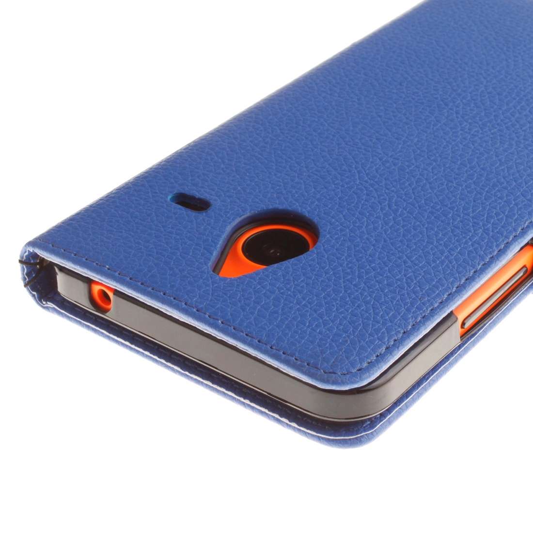 For Microsoft Lumia 640 XL Litchi Texture Horizontal Flip Leather Case with Holder & Ca ... (Blue)