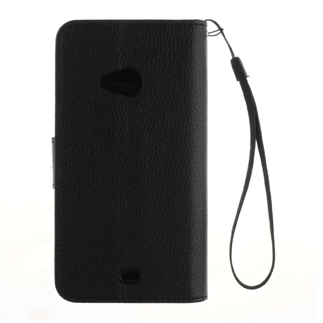 For Microsoft Lumia 535 Litchi Texture Horizontal Flip Leather Case with Holder & Card ... (Black)