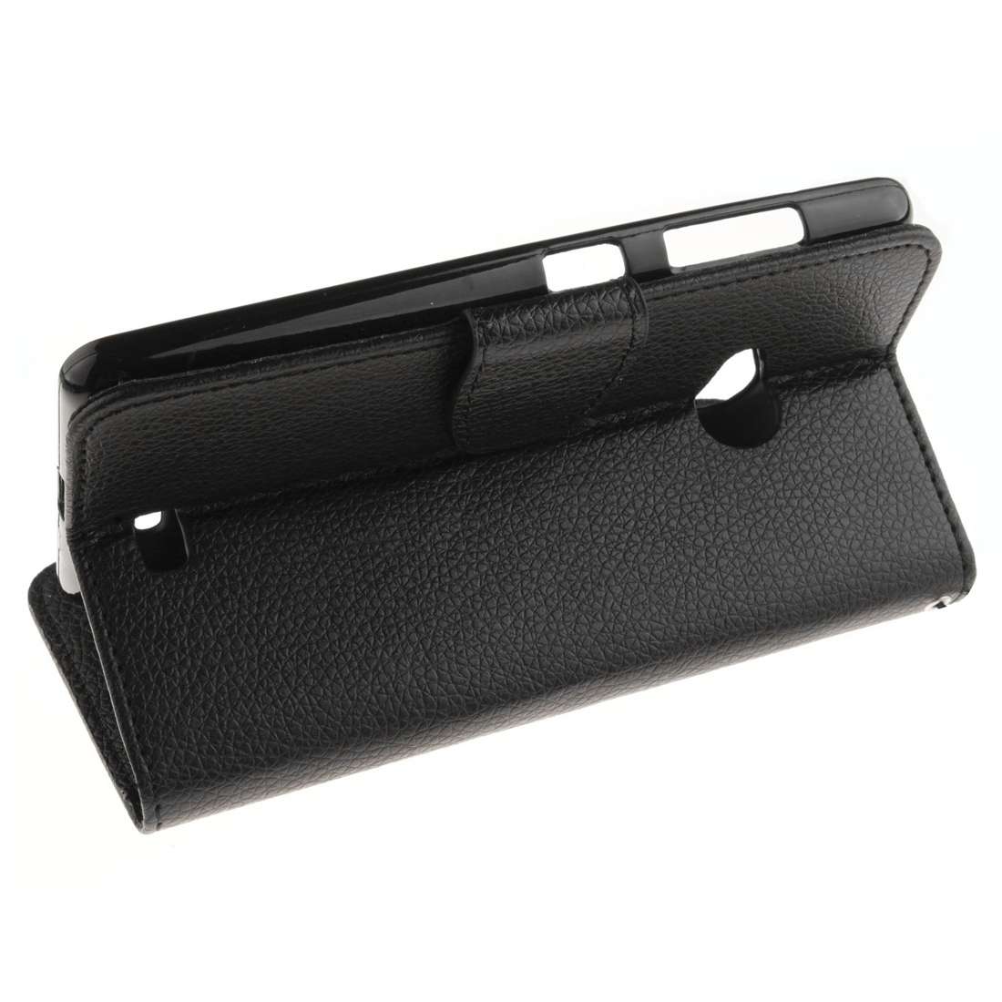 For Microsoft Lumia 535 Litchi Texture Horizontal Flip Leather Case with Holder & Card ... (Black)