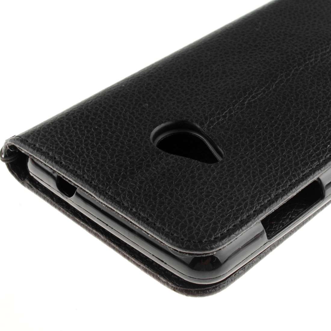 For Microsoft Lumia 535 Litchi Texture Horizontal Flip Leather Case with Holder & Card ... (Black)